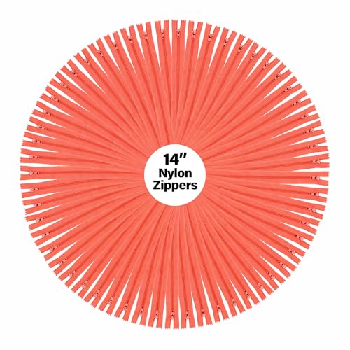 Image of Mandala Crafts 80 PCs Coral Closed-End 14 Inches Nylon Zippers for Sewing | Colorful, Bulk Sewing Supplies, For Tailor Clothing Fabric Leather, Washable, Indoor & Outdoor, Dresses, Tote Bags