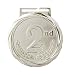 2nd Place Silver Olympic Style Die Cast Medal with Red, white & blue neck ribbon (Silver) 3.25 inch diameter