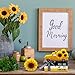 Yookeer 5 Pieces Farmhouse Tiered Tray Decor Items Rustic Wooden Mini Truck Bundle Books Stack Sign for Summer Spring Home Harvest Table Shelf Decorations(Sunflower Style)