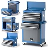 AIRAJ Servante d'atelier à Huit Tiroirs | Grande Servante Atelier Roulante de 42 Pouces avec Roues | Local d'entretien de Garage, Armoires de Stockage d'entrepôt | Bleu