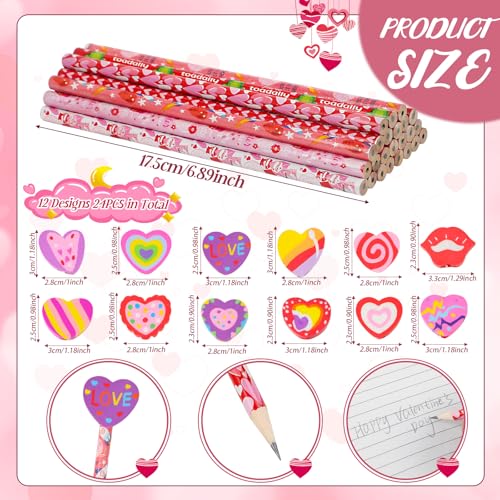 Lápices FOIMAS Pack 24 pcs San Valentín con borrador miniatura 2
