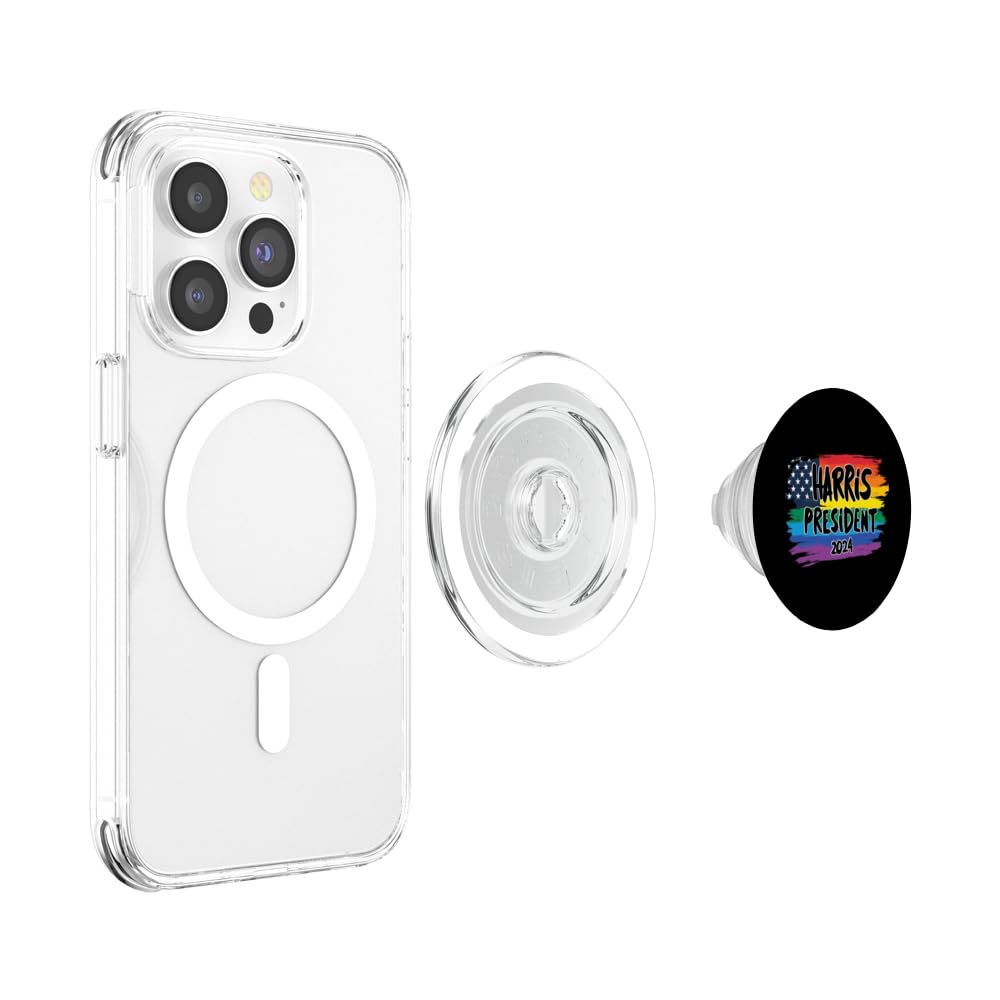 HARR'S PRESIDENT 2024 USA Pride Flag PopSockets PopGrip for MagSafe, Clear - Image 3