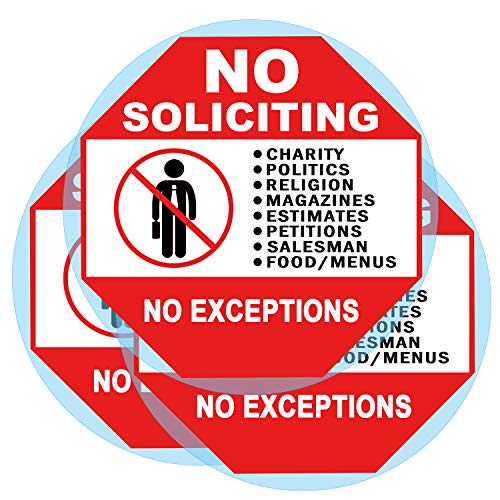 3 Set No Soliciting Sticker Static Cling Decal Inside Outside Window 6