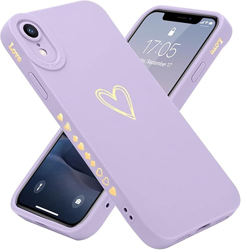 Teageo Funda compatible con iPhone XR de 6.1 pulgadas para mujeres y niñas, bonito corazón de amor de lujo funda protectora suave antiarañazos para