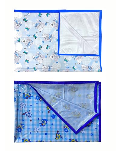 Image of EcoSoft Plastic Sheet,PVC Sheet for Kids,Rubber Sheet for Babies,Bed Wetting Protector(90 x 135 cm) (Blue Bear & Blue PPG)