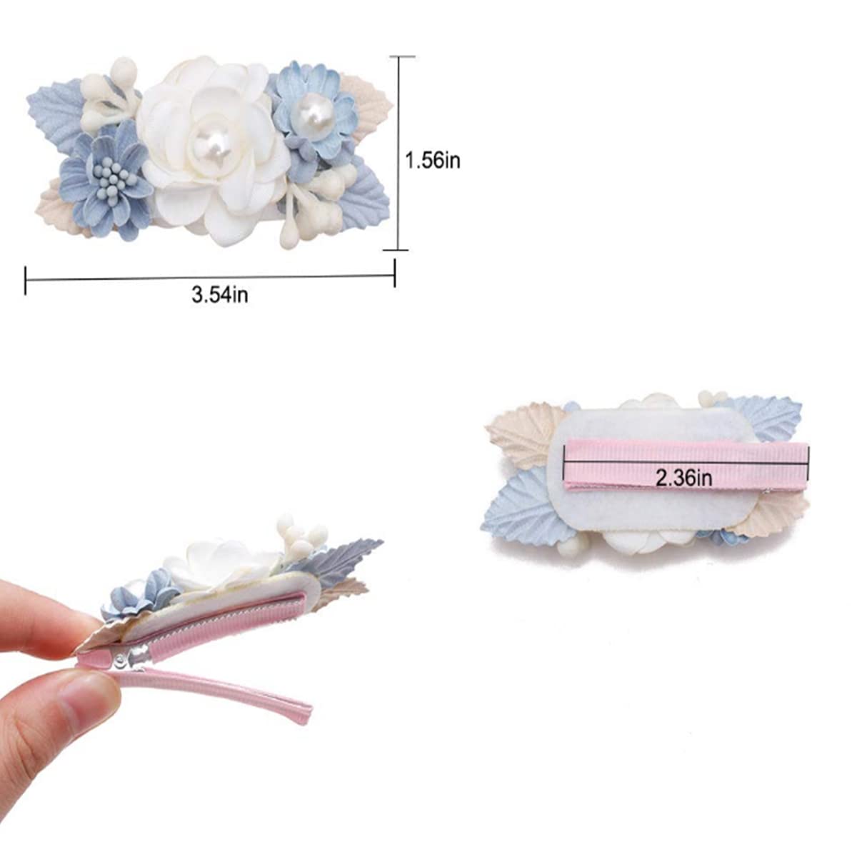 Flower Hair Clips Set for Baby Girl Lightweight Floral Hair Bow Accessories with Boutique Fully Lined Alligator Clip for Toddler Teens Gifts (AE) - Image 5