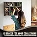 Flexzion Wooden Cubby Shelf - 12-Compartment Floating Hanging Wall Display Shelf Wood Rustic Brown Knick Knack Shelf, Versatile Wall Compartment Shelf with D-Ring Mounting Tabs