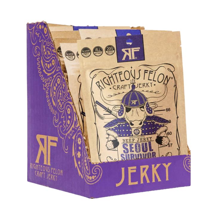 Righteous Felon Beef Jerky - Seoul Survivor Jerky - Gluten-Free Snacks - All-Natural, Locally Sourced & Dried Beef - Low-Sugar, High-Protein Healthy