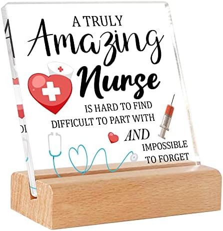 Nurse Appreciation Gift - Acrylic Desk Sign With Wood Stand, Thank You Office Decor (FSA191)