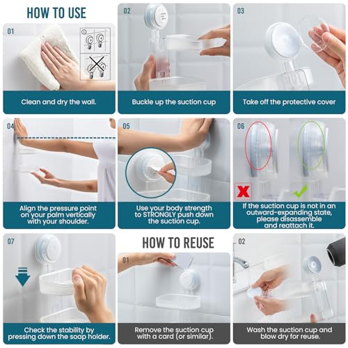 Image of TAILI Soap Holder, Soap Dish for Shower Suction Cup, Bar Soap Holder, Clear