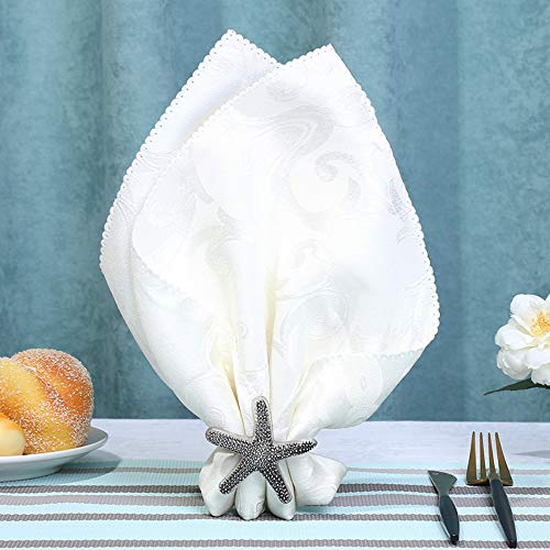 Joyindecor Starfish Nautical Napkin Rings - Set of 6 Vintage Ocean Coastal Napkin Holders for Wedding Party, Rustic Beach Table Decor (Black) (Starfish)