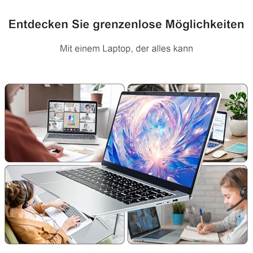 Image of Laptop, 14.1Inch FHD IPS Screen, J4105 Processor, 6GB RAM 256GB SSD Expandable 1TB, Computer with 2 Stereo Speakers, WiFi-5, HDMI