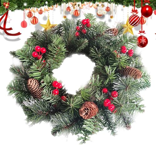 Corona de Navidad con luces de 40 cm para decorar repisas y exterior 8