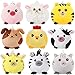 Set 9 Mini Animali di Imbottito di Peluche da Giungla Fattoria Morbidi Colorati Carini Animali Decomprimibili Include Gatto Cane Maiale Pollo Mucca Pecora Tigre Zebra Giraffa, 3,15 Pollici