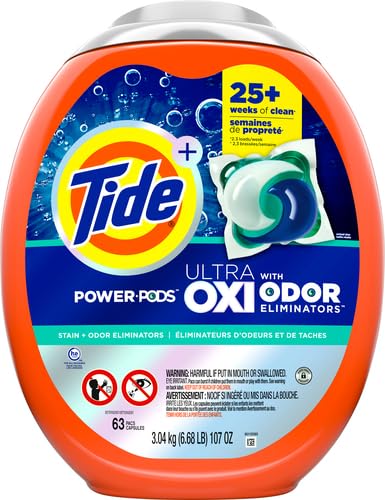 Image of Tide Odor Defense + Oxi Laundry Detergent Pacs, Original Scent, Advanced Odor + Stain Fighter, 63 Count (Pack of 4)