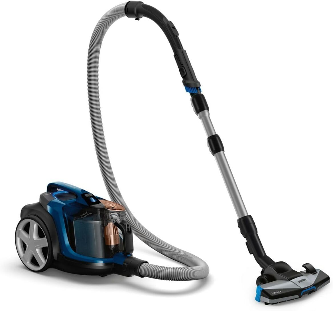 PHILIPS Aspiradora PowerPro Expert sin Bolsa - Motor Potente de 900 W, Filtro HEPA Allergy Lock, TriActive+ para Suelos y Alfombras, Azul (FC9745/09)