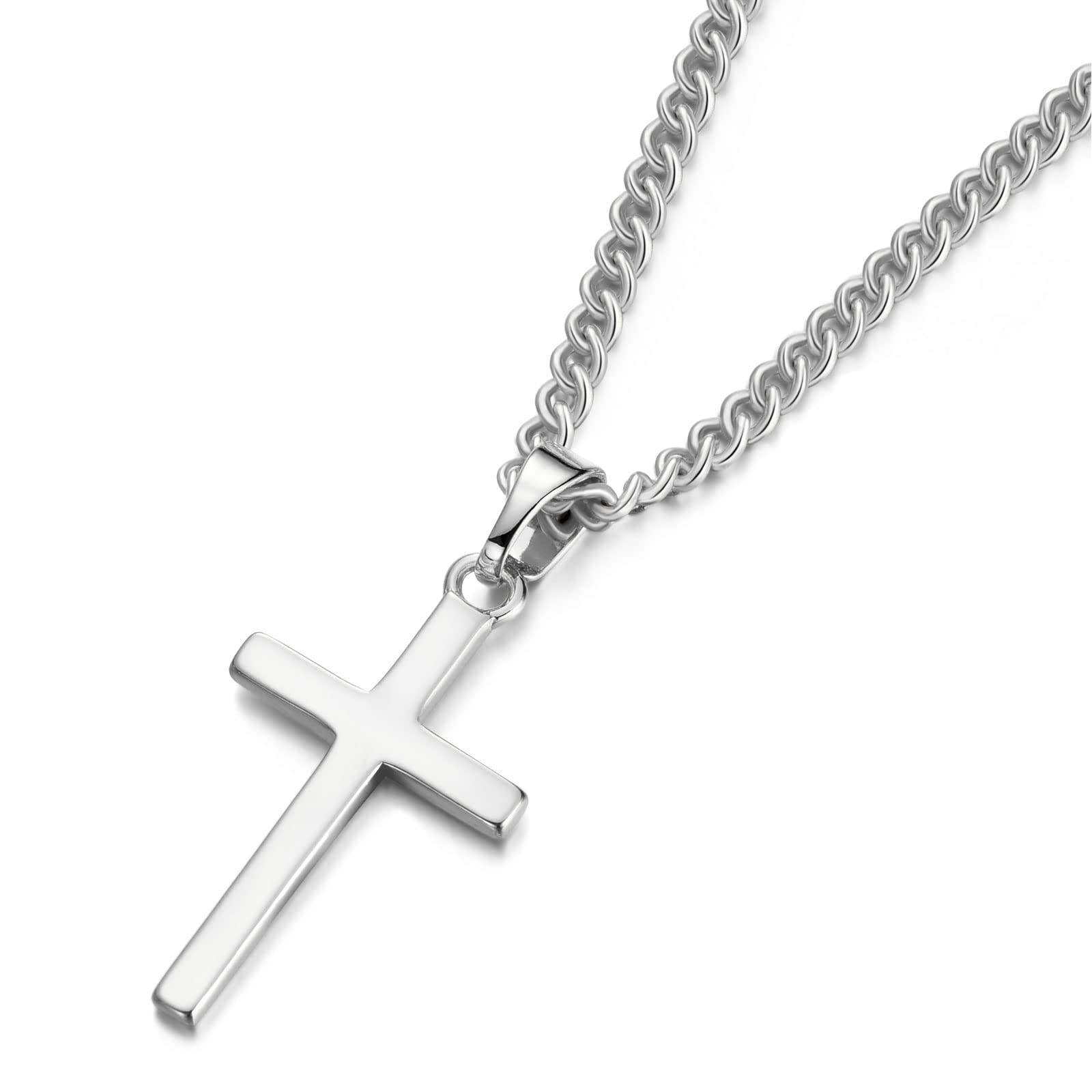 Collana Uomo Con Ciondolo Croce In Acciaio Inox - Catena 50 Cm, Regolabile, Ipoallergenica, Per Uomo E Donna