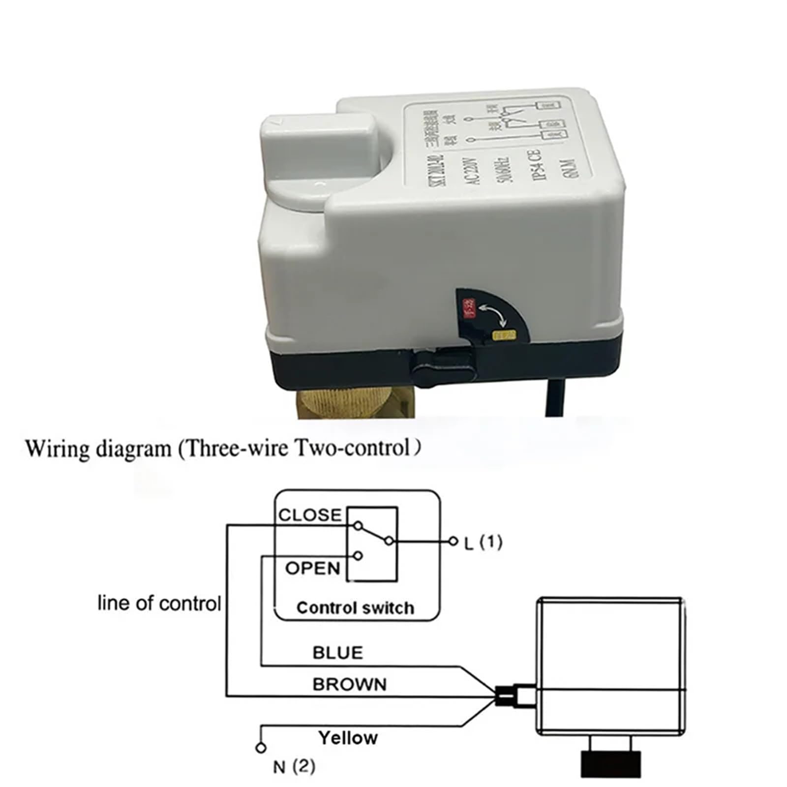 Válvula de Bola motorizada latón 2 vías DN15-DN50 Actuadores eléctricos 3 Cables y Controles con Interruptor Manual 220 V 12 24(220VAC,DN32)
