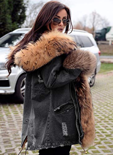 image for Aox Women Winter Faux Fur Hood Warm Thicken Coat Lady Casual Plus Size