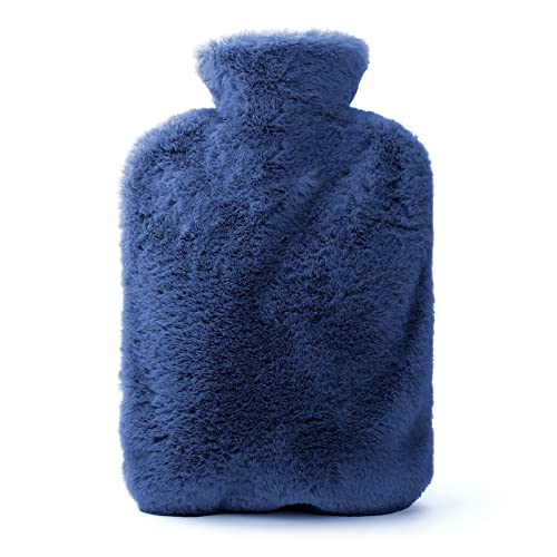 Borsa Acqua Calda con Copertura in Pile, TOYESS 2L Grande Capienza Boule Acqua Calda, Borse Bull Dell’Acqua Calda in Gomma per Alleviare il Dolore e Calde Notti, Blu