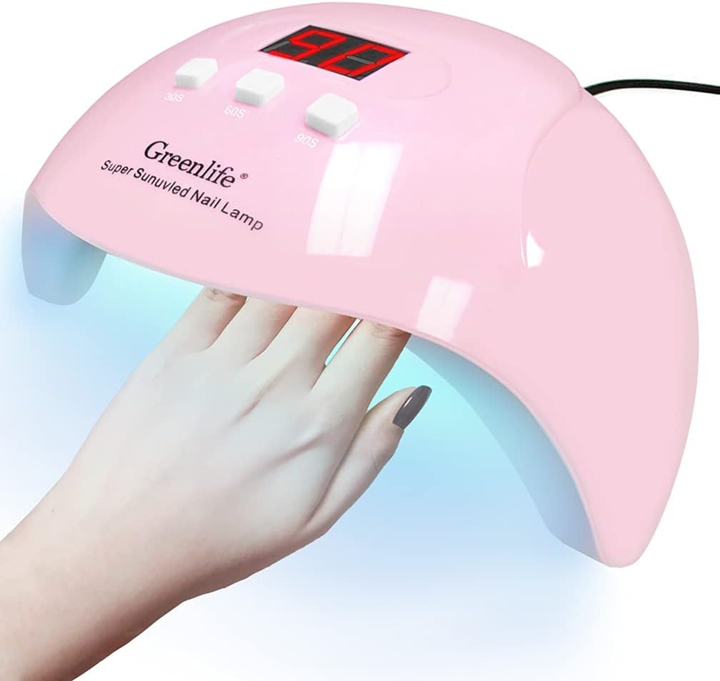 GreenLife UV LED Nail Lamp - 54W Portable Professional Curing Lamp for Gel Nails with 18pcs Beads, 3 Timers, Auto Sensor and USB Plug