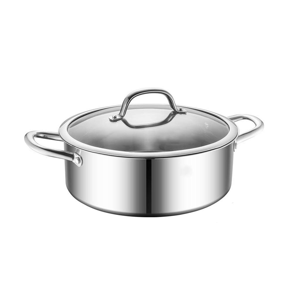 MYUYEE Stainless Steel Stockpot,Stockpot, 304 Stainless Steel Pot Thickened, 28Cm / 30Cm / 32Cm, Universal Gas Cooker, Silver (Onecolor-32Cm*11Cm)