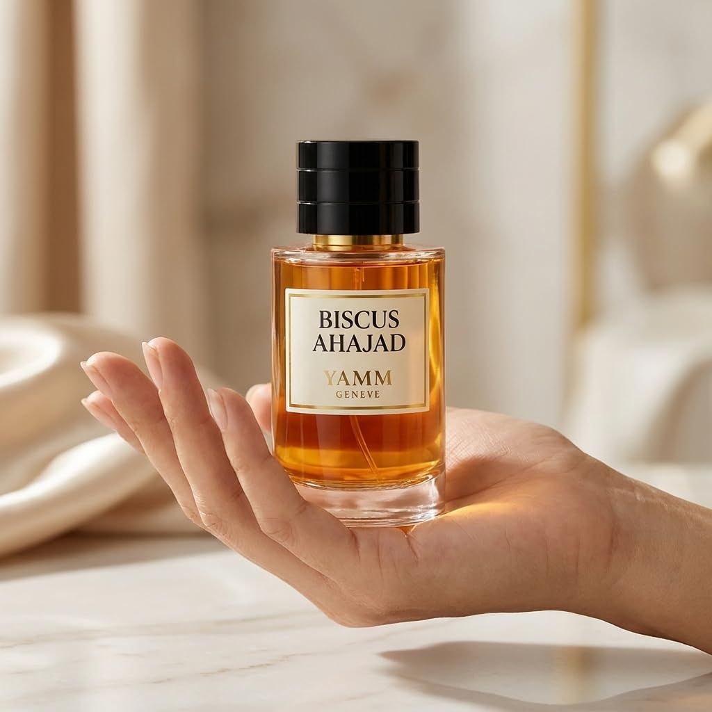Biscus Ahajad – Extrait de Parfum – Hibiscus & Rose – 50 ml | Accord floral fruité, juteux et velouté, à la tenue durable, avec hibiscus, rose de Damas, cassis, vanille et cuir doux.