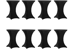 8 Pack 32 x 43 Inch Round Cocktail Table Covers in Black,...