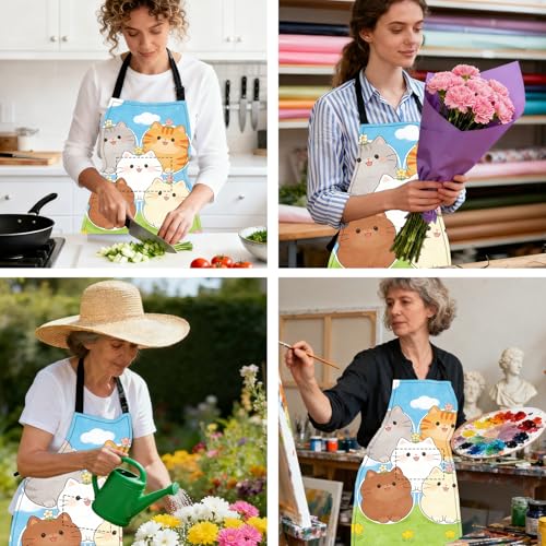 Image of Nuxovilar Decorative Kitchen Apron, 26.77x30.70 Inch Polyester Cooking Wearable Cover