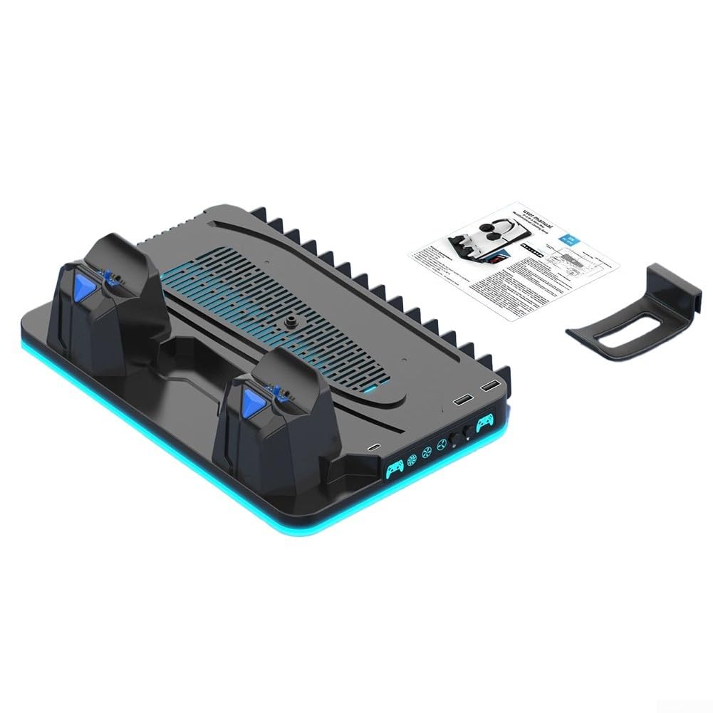 Ladestation für PS5 Slim Pro Controller Dual RGB Licht(Black)