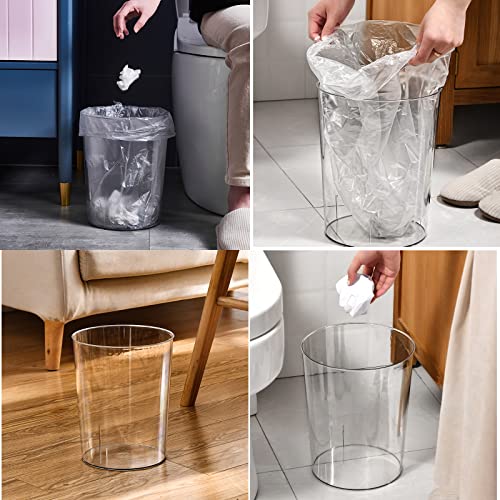 Okllen 2 Pack Plastic Waste Basket, Clear Round Trash Can Small Wastebasket Garbage Container Bin For Bathroom, Bedroom, Kitchen, Home, Office, 7.3" X 8.5" X 10.6" #TOP4