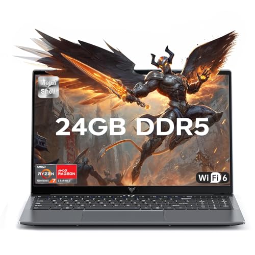 Image of KAIGERR 2026 Gaming Laptop, 24GB DDR5 512GB NVMe SSD Laptop Computer with AMD Ryzen 7 H255(8C/16T, Up to 4.9GHz), 16.0 inch Windows 11 Laptop, Radeon RX Vega 8 Graphics,WiFi 6, Backlit KB