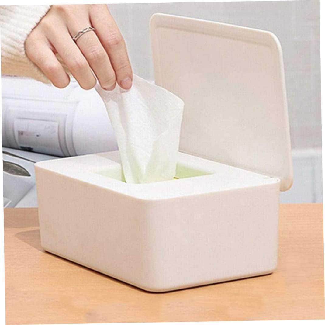 Wipes Dispenser, Baby Wipes Holder, Diaper Wipes Box, Tissue Organizer Box with Lid Sealed Dustproof for Home Office (White, 1 Piece)! : Baby