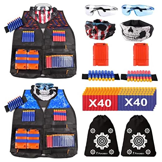 POKONBOY 2 Sets Tactical Vest Kits Compatible with Nerf Guns N-Strike Elite Series