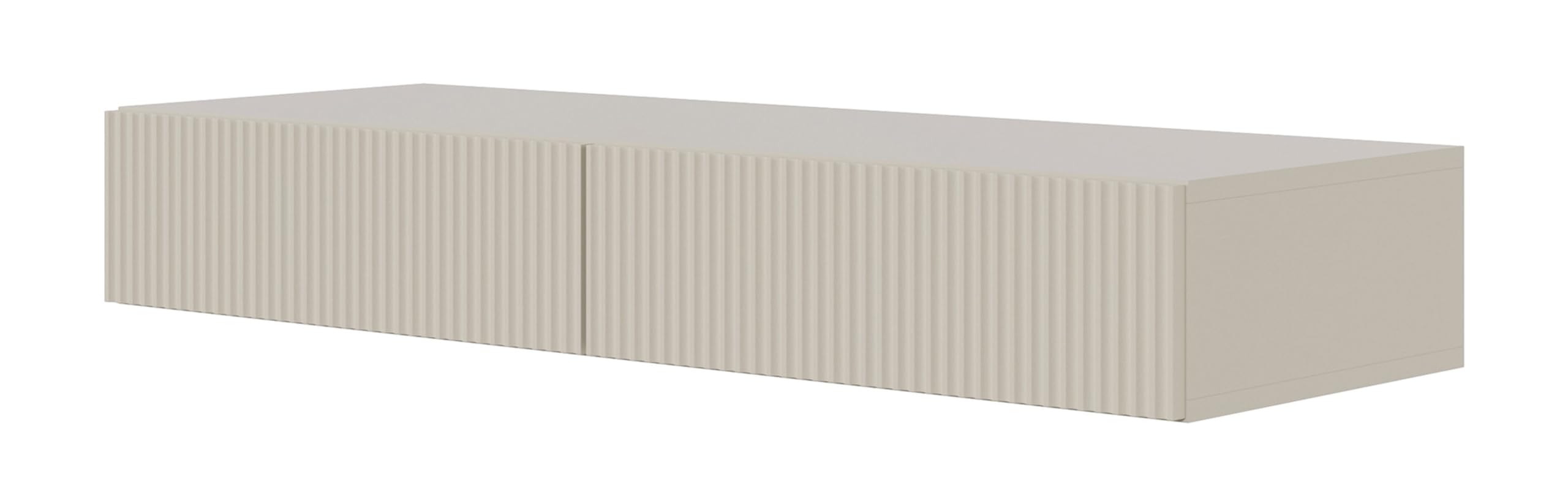 SELSEY Veldio Wall-Mounted Makeup Dressing Table 110 x 40 x 16 cm, Gray Beige Vanity with Slatted Front, Matte Finish, MDF Fronts, Laminated Board for Durability, 2 Push-to-Open Drawers