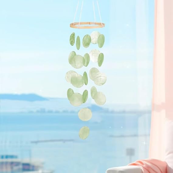 Wind Chimes for Garden,Shell Wind Chimes,Hanging Mobile Boho Decor | Green 73cm Windchimes for Garden Handcrafted Hanging Beach Wind Chime for Outside Indoor Patio Garden Porch Decor