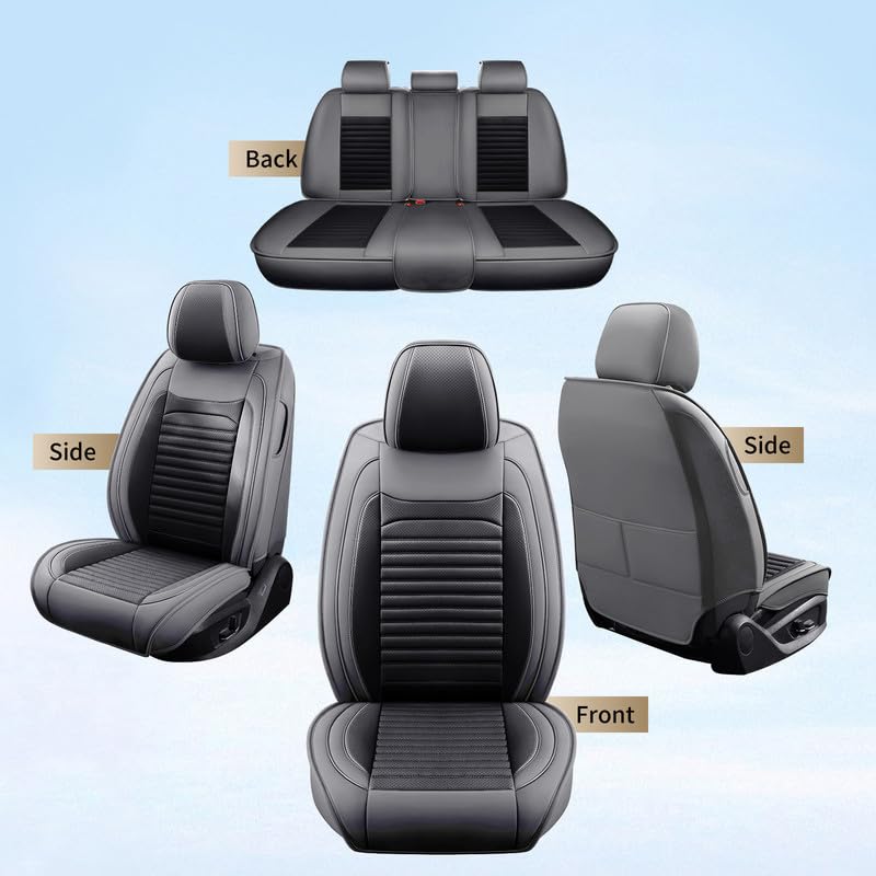 Image of Seat Covers Full Set Fit for Chevy /Chevrolet HHR 2006-2011, Gray&Black