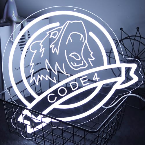 Image of Police Code 4 Neon Signs,Dimmable LED Police Neon Light for Garage or Man Cave Decor Suitable for Beer Bar Club Garage Hotel Bar Cafe Birthday Party Gift Led Art Wall Decorative14.1 * 12.2Inch