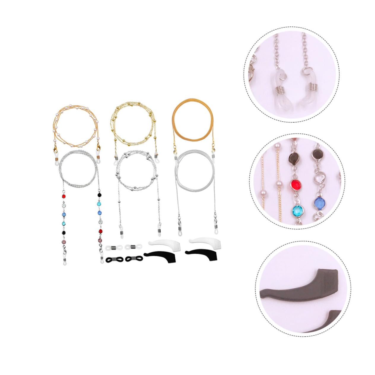 LIFKOME Cadena De Máscara De Cadena Para Gafas Conector De Cadena De Anteojos Cadenas De Gafas Con Cuentas Delicadas Cadenas De Gafas Retenedor Antigafas Taladro De Doble Cara