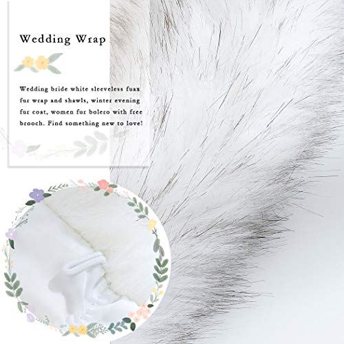 Women's 1920s Faux Fur Wrap Bride Sleeveless Fur Shawls Wedding Faux Rabbit Stole Shrug Bolero for Women and Girls4