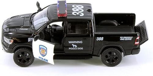 Miniatura 2 de Compatible con Kinsmart 2019 Dodge Ram 1500 Police Pickup Truck Modelo Diecast Car 146 O Scale Camión Diecast