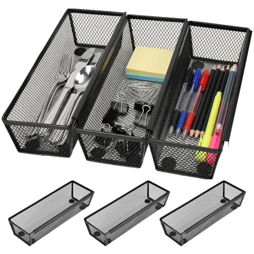 ASOUUNLD 6PCS Range-couverts Mailles Acier Métal, Range-couverts pour Tiroirs Rangement Ustensiles Cuisine Rangement Tiroir Cuisine Extensible pour...