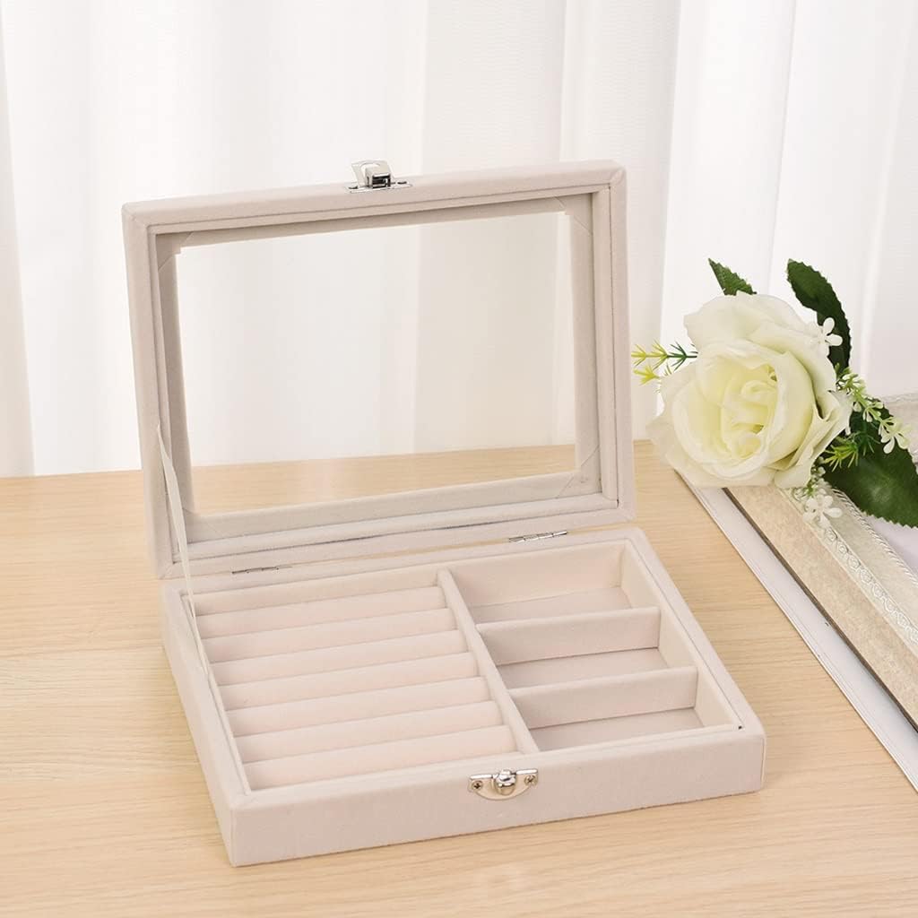Carrying Case with Cover Jewelry Display Box Tray Holder Storage Organizer Earrings Bracelet
