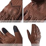 Harssidanzar Motorcycle Gloves for Men,Leather Touch Screen Riding Driving Gloves GM028,Saddle, Size S - Image 2