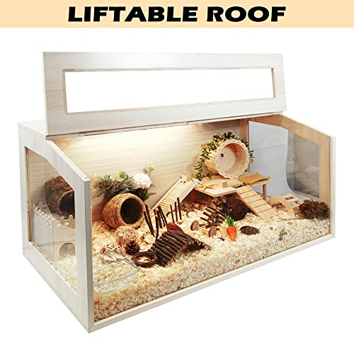 Prolee Hamster Cage Wooden 40 Inch Mice And Rat Habitat Openable Top With Acrylic Sheets Solid Built #TOP4