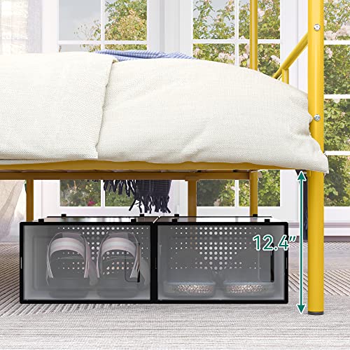 Yitahome King Size Bed Frame, Metal Canopy Four Poster Bed Frame With Built-In Headboard Strong Metal Slat Mattress Support, No Box Spring Needed, Gold #TOP4