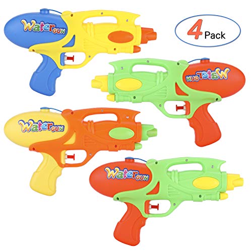 Ucradle Pistola de Agua para Niños, Paquete de 4 Pistola de Agua Pequeña Chorro de Agua de Verano Piscina de la Playa Baño Jardín Agua Juguetes de Lucha