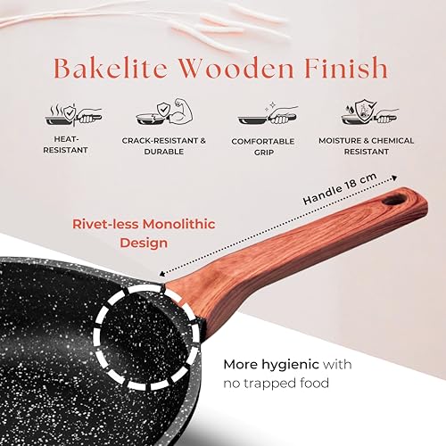 Image of kyyte CosmoTein Die Cast Non Stick Fry Pan with Glass Lid 24 cm Dia,Pasta,Saute Pan,Nonstick Fry Pan with 5 Layer Coating,Gas &Induction Stove Friendly,Dishwasher Safe,PFOA&PFOS Free, Safe&Toxic-Free.