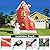 12FT Christmas Inflatable Outdoor Decoration, Huge Christmas Castle with Santa Snowman and Reindeer with Built-in LED Lights, Giant Blow Up House with Chimney for Xmas Decor Lawn, Yard, Party