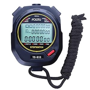 FCXJTU Digital Sports Stopwatch Timer 10/100 Lap Split Memory Stopwatch Calendar Alarm, Pace Mode with 3-Row Extra Large Screen Water Resistant Includes Battery, Lanyard for P.E Referee Coaches